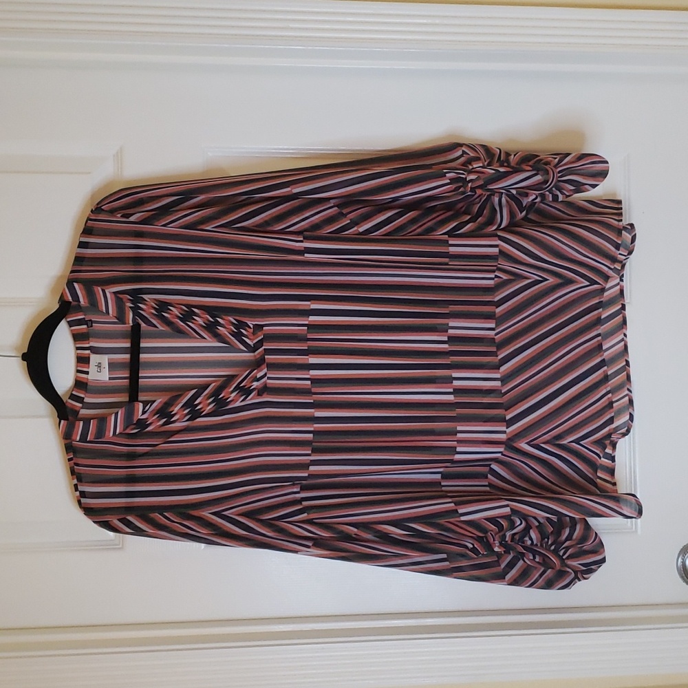 CAbi Striped V-Neck Blouse. Size L